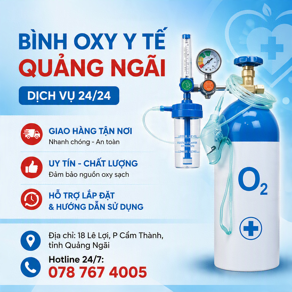 bình khí công nghiệp Quảng Ngãi Bình oxy y tế Quảng Ngãi