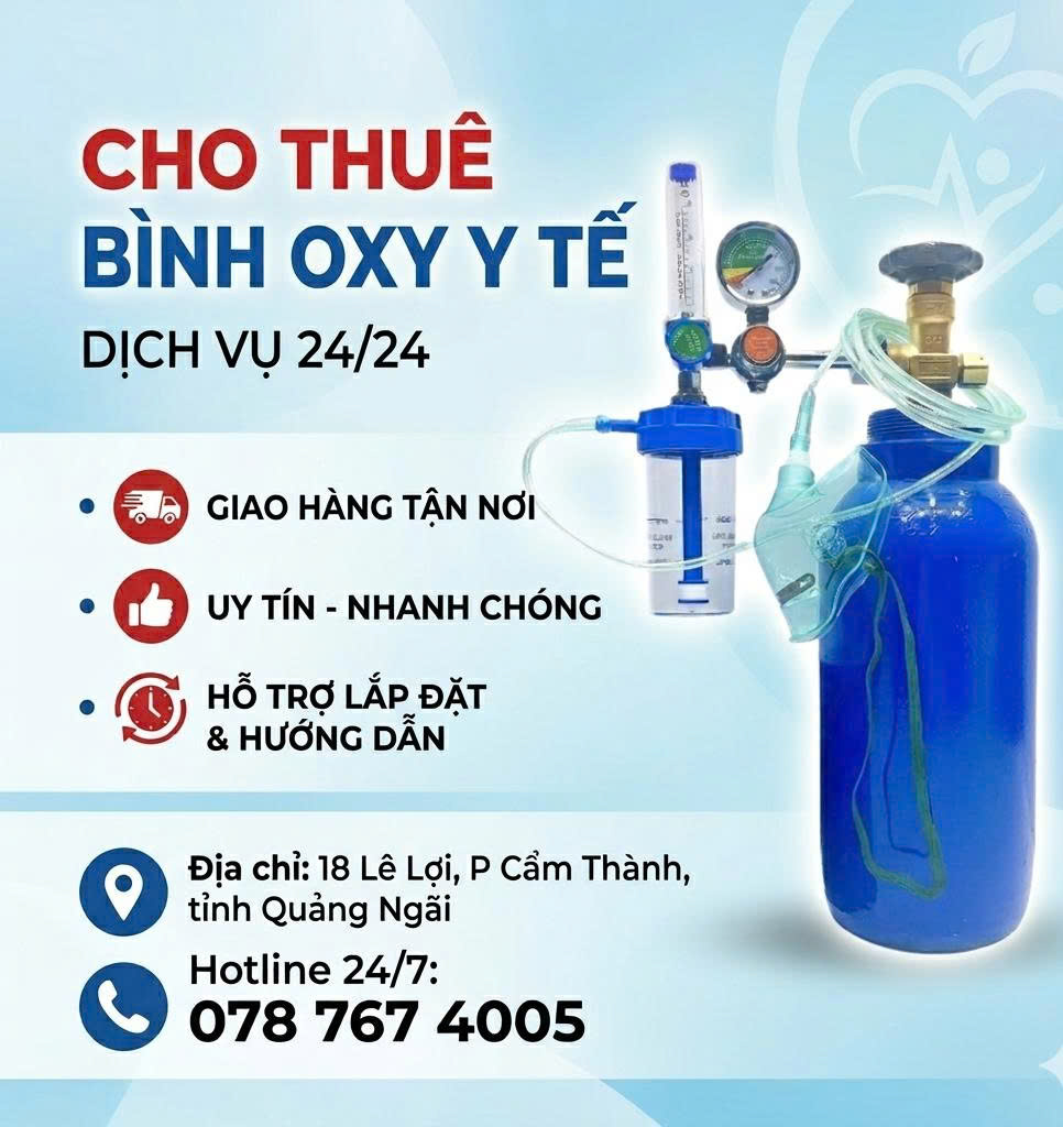 Bình oxy Quảng Ngãi Cho thuê bình oxy y tế Quảng Ngãi